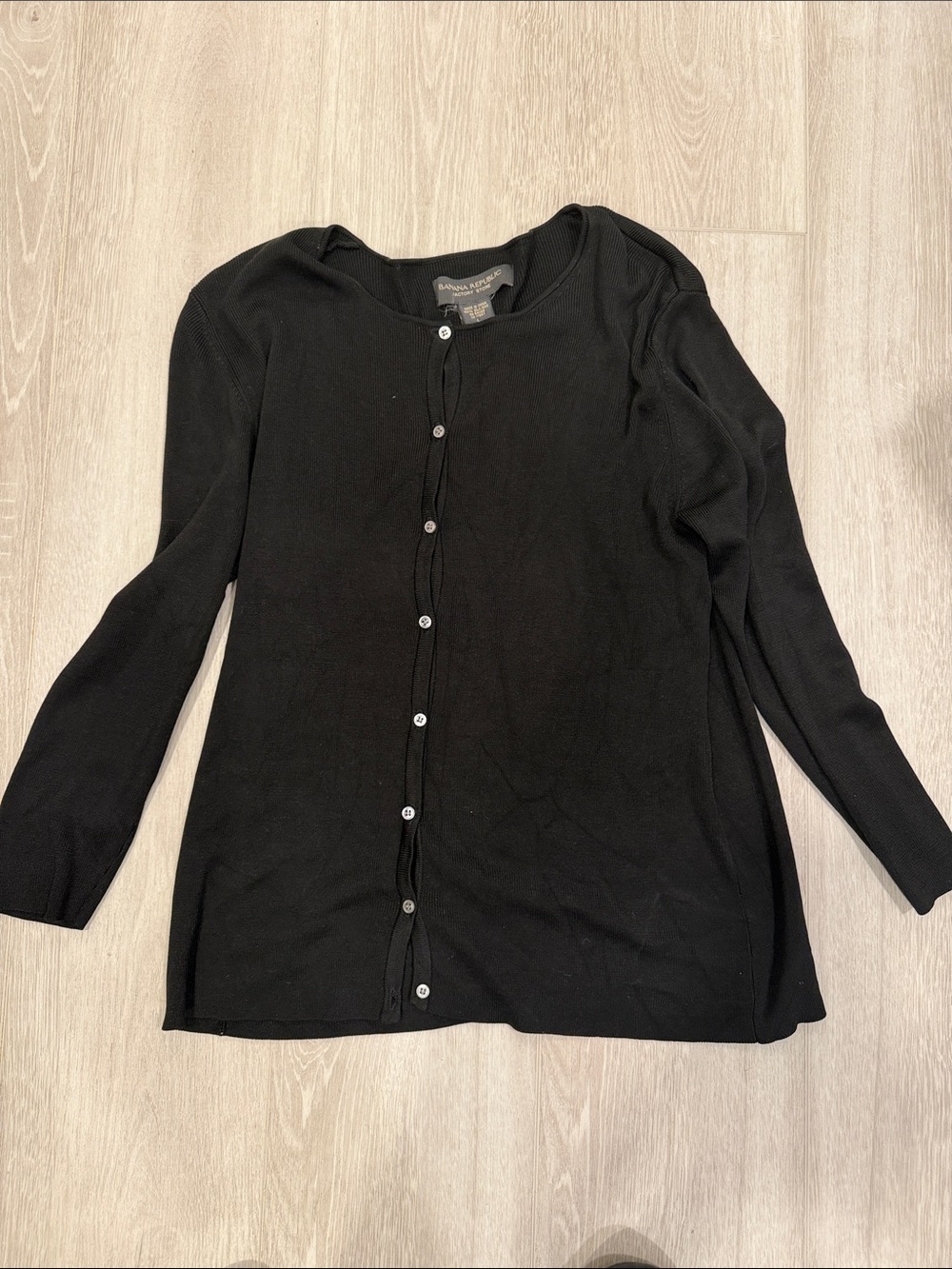 Banana Republic Black Crewneck Button Cardigan women’s large